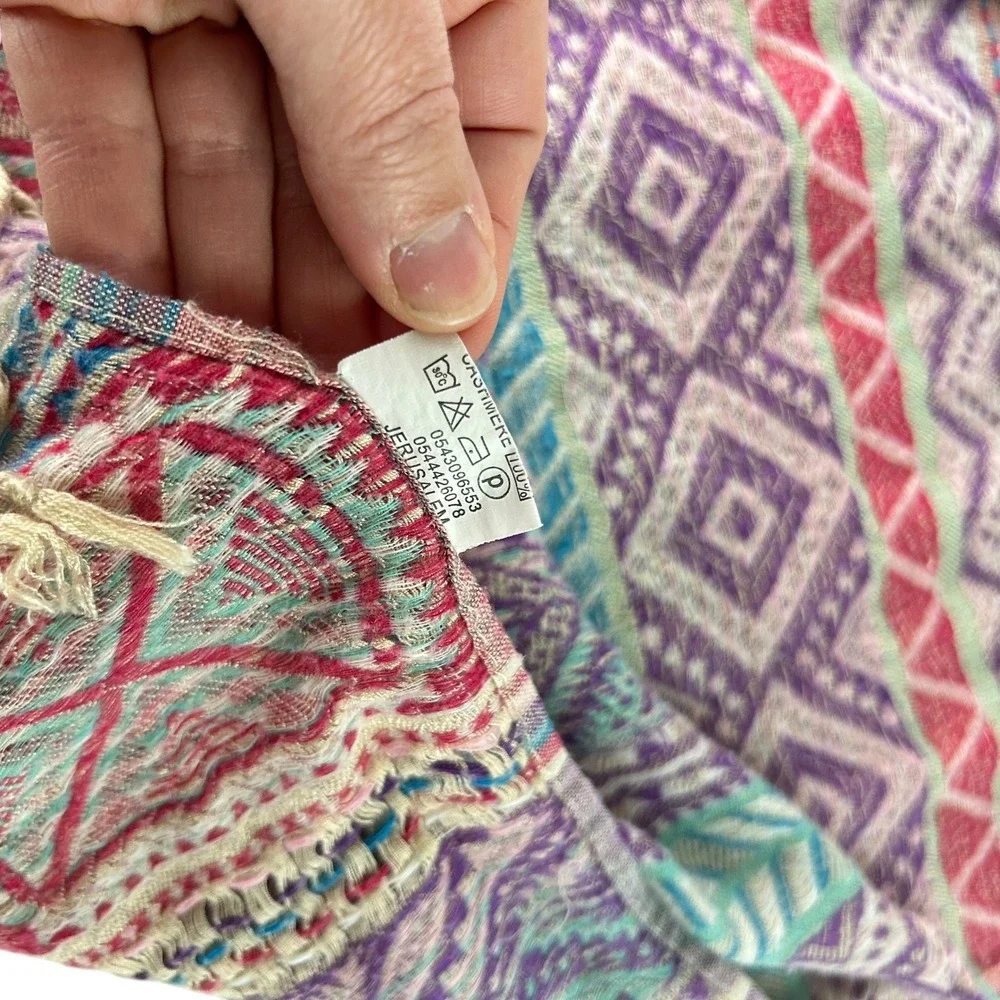 Earthy Boho Festival Fringe Scarf Wrap Shawl Multicolor Hippie Lightweight Indie